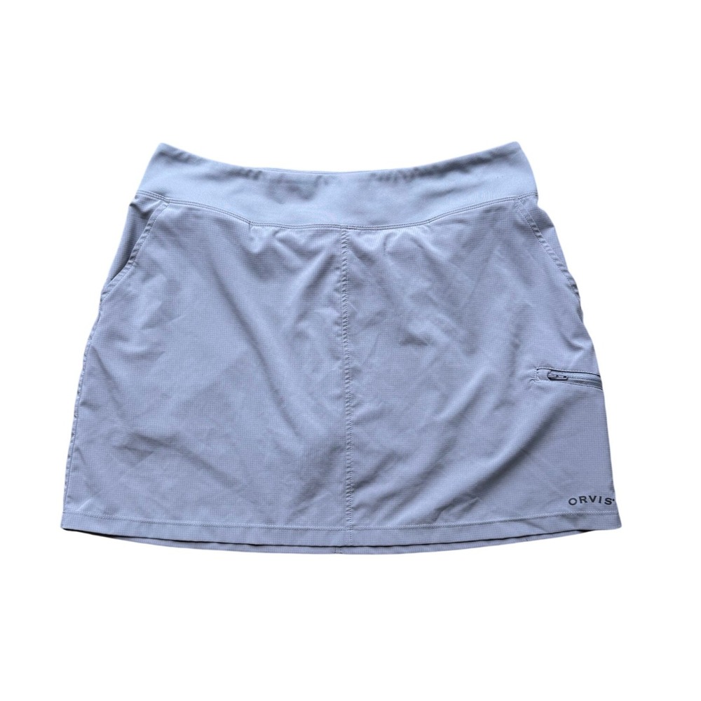 Orvis Skort Women Large Grey Excellent Active Hiking Golf Pockets Pull On